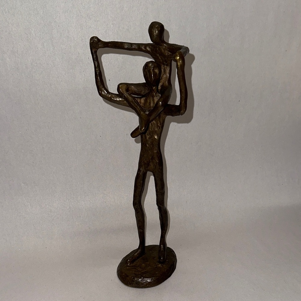 Bronze Statue Father and Child 12”